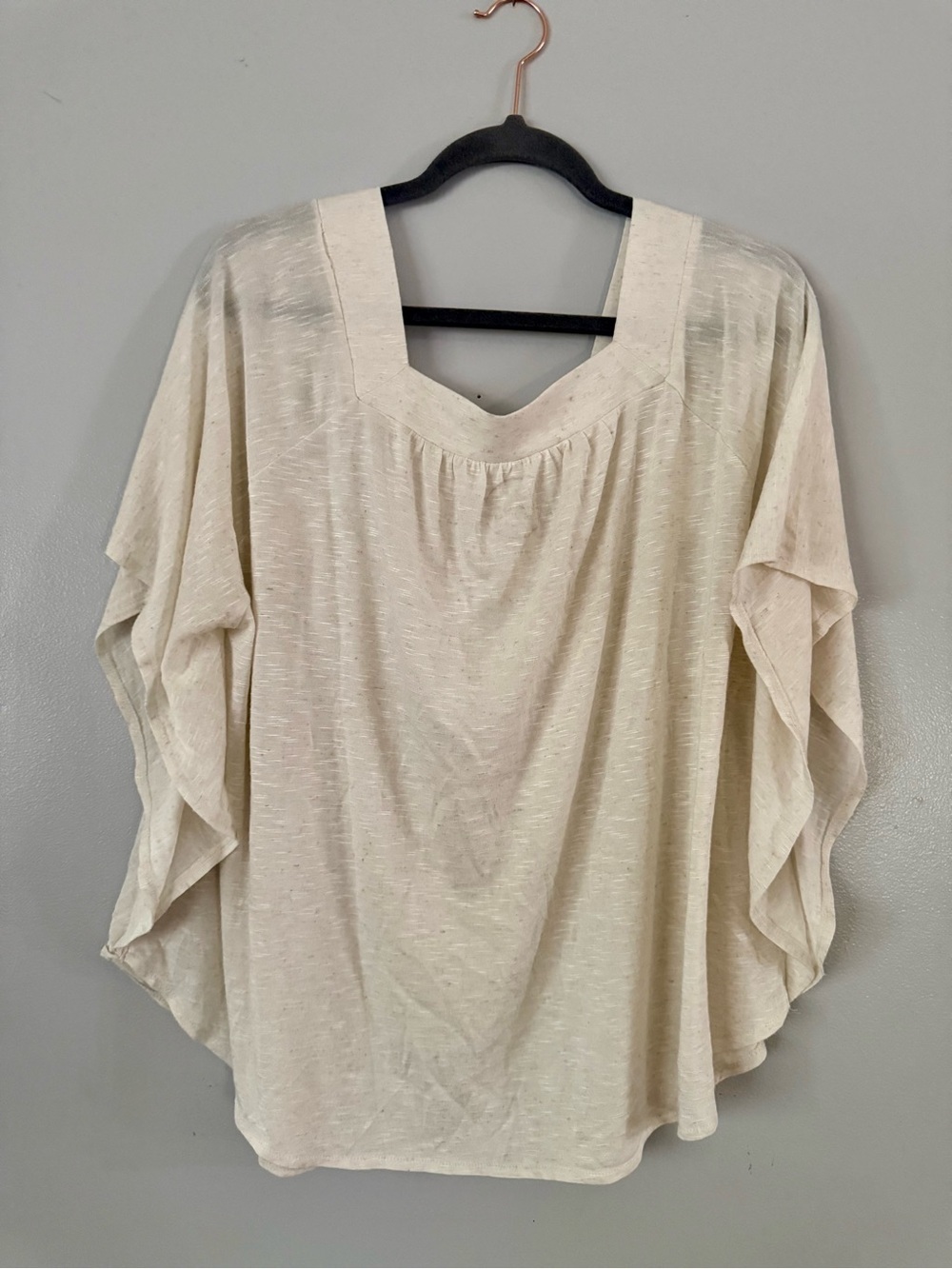 INC International Concepts Gold Sequin Square Neck Dolman Blouse Cream Plus 1X - Picture 3 of 5